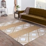 Handcrafted Geometric White Area Jute Rug