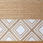 Handcrafted Geometric White Area Jute Rug