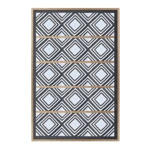 Black Geometric Rug Handmade Hall Area Rug