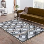 Black Geometric Rug Handmade Hall Area Rug