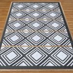 Black Geometric Rug Handmade Hall Area Rug