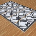 Black Geometric Rug Handmade Hall Area Rug