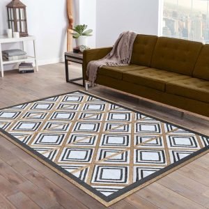 Handcrafted Geometric Black Gray Area Rug