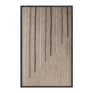 Handcrafted Beige Geometric Bedroom Jute Rug