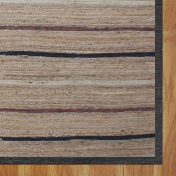 Handcrafted Beige Geometric Bedroom Jute Rug - Image 4