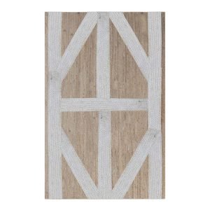Geometric Handcrafted White Area Jute Rug
