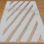 Handmade White Beige Geometric Floor Jute Rug