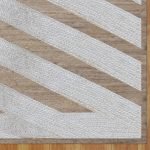 Handmade White Beige Geometric Floor Jute Rug