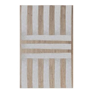 Handcrafted White Beige Living Room Jute Rug