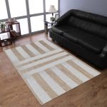 Handcrafted White Beige Living Room Jute Rug