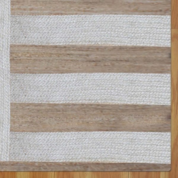 Handcrafted White Beige Living Room Jute Rug - Image 4