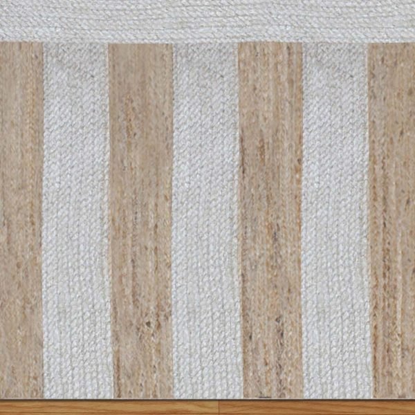 Handcrafted White Beige Living Room Jute Rug - Image 5