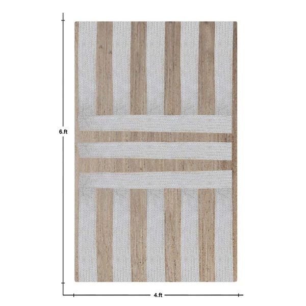 Handcrafted White Beige Living Room Jute Rug - Image 6