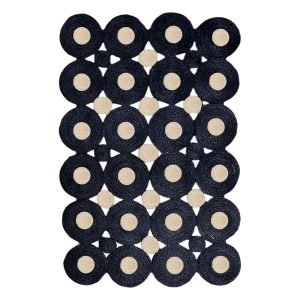 Handmade Black Beige Geometric Area Jute Rug
