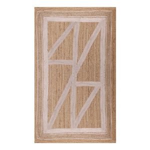 Beige Handmade Living Room Geometric Jute Rug