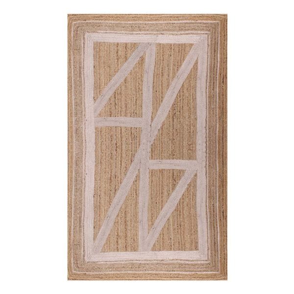 Beige Handmade Living Room Geometric Jute Rug