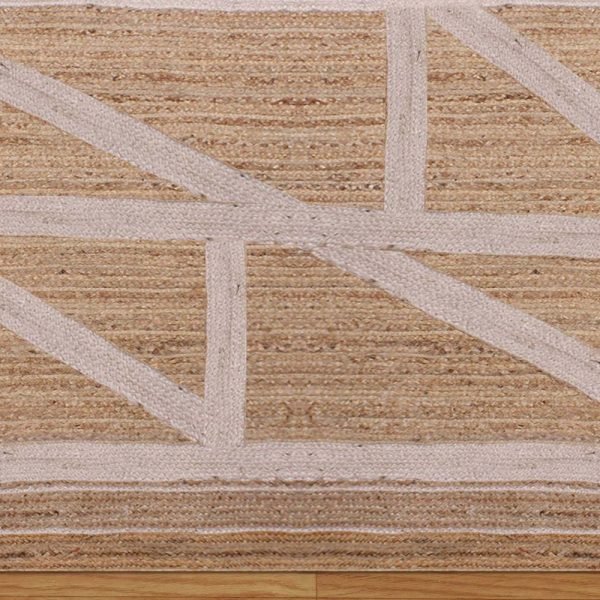 Beige Handmade Living Room Geometric Jute Rug - Image 5