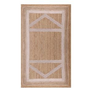 Handmade Beige Geometric Home Decor Jute Rug
