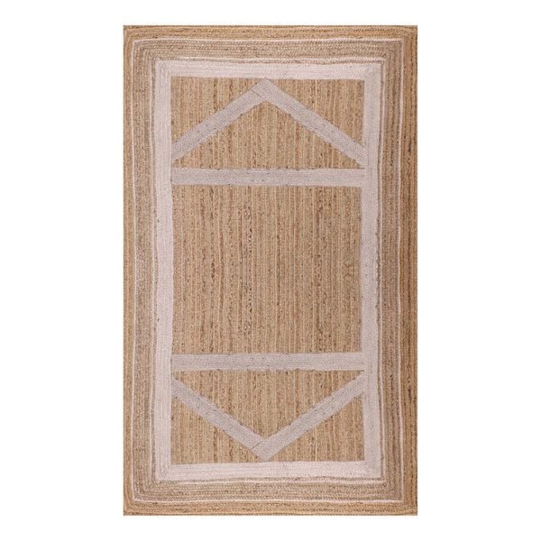 Handmade Beige Geometric Home Decor Jute Rug