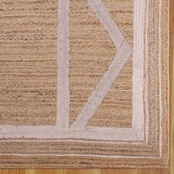 Handmade Beige Geometric Home Decor Jute Rug - Image 4