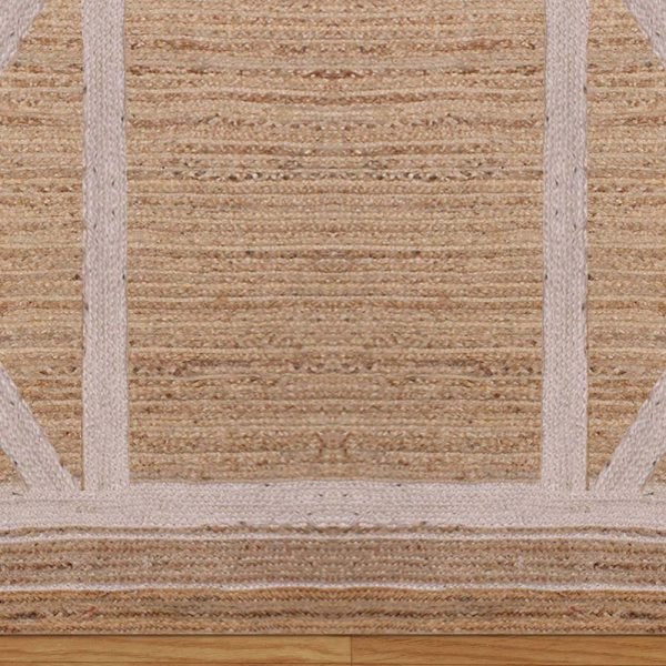 Handmade Beige Geometric Home Decor Jute Rug - Image 5