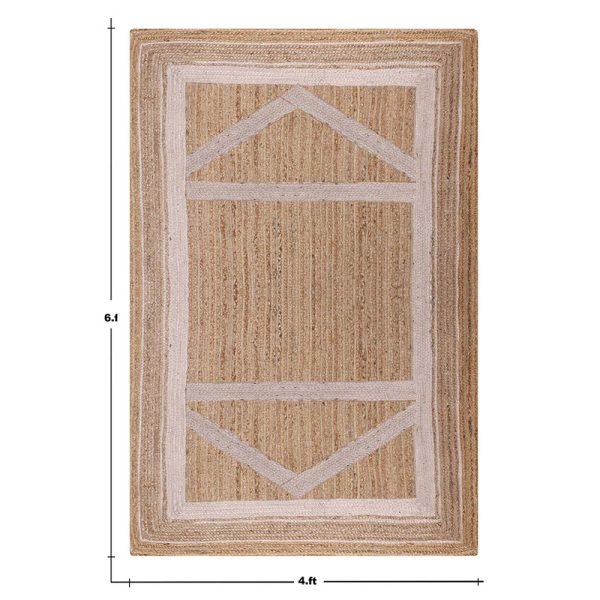 Handmade Beige Geometric Home Decor Jute Rug - Image 6