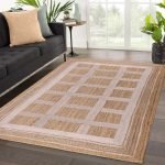 Handcrafted Geometric White Beige Jute Rug