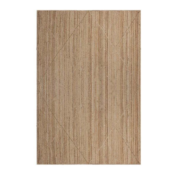 Handmade Geometric Beige Jute Home Decor Rug