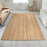 Handmade Geometric Beige Jute Home Decor Rug