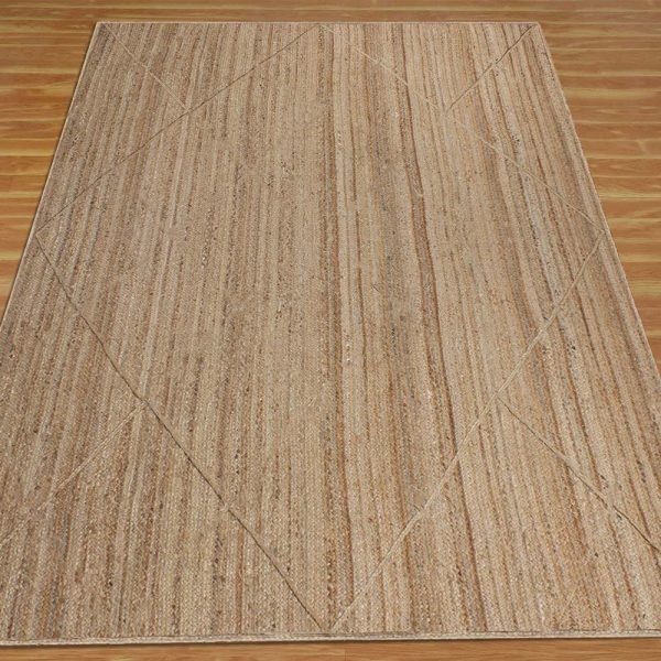 Handmade Geometric Beige Jute Home Decor Rug - Image 3