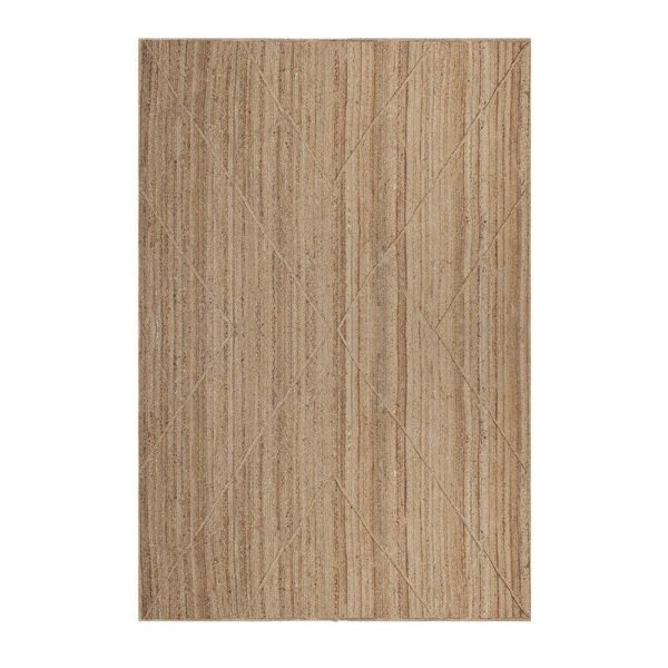 Natural Jute Rug Handcrafted Beige Geometric Rug