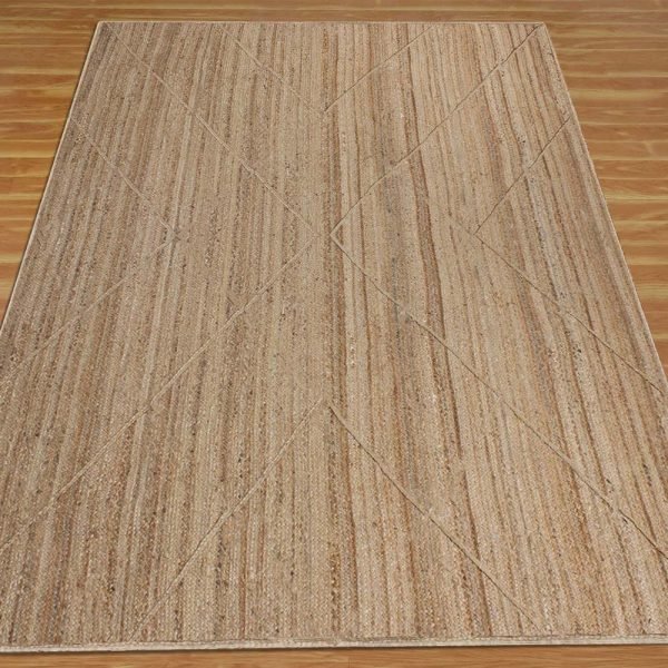Natural Jute Rug Handcrafted Beige Geometric Rug - Image 3