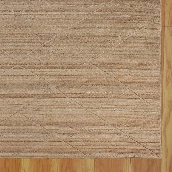 Natural Jute Rug Handcrafted Beige Geometric Rug - Image 4