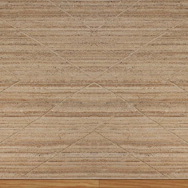 Natural Jute Rug Handcrafted Beige Geometric Rug - Image 5