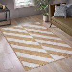 Handmade Geometric Beige White Jute Rug