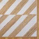 Handmade Geometric Beige White Jute Rug