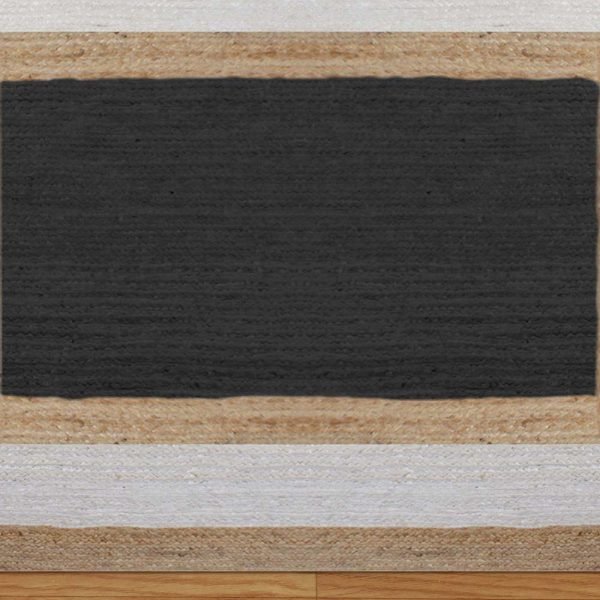 Handmade Geometric Beige Black Home Decor Rug - Image 5