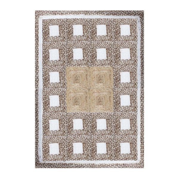 Handmade Jute Beige Geometric Home Decor Rug