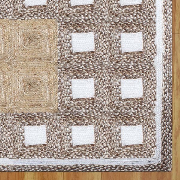 Handmade Jute Beige Geometric Home Decor Rug - Image 4