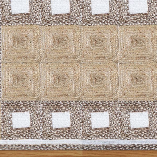 Handcrafted Geometric Beige Bedroom Jute Rug - Image 5