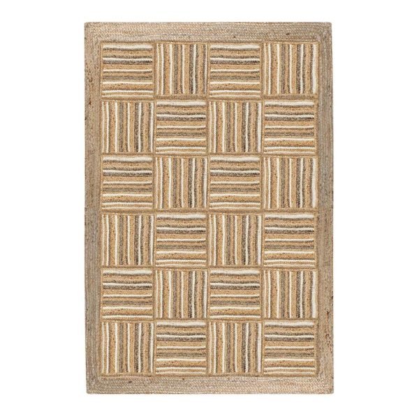 Handmade Beige White Jute Living Area Rugs