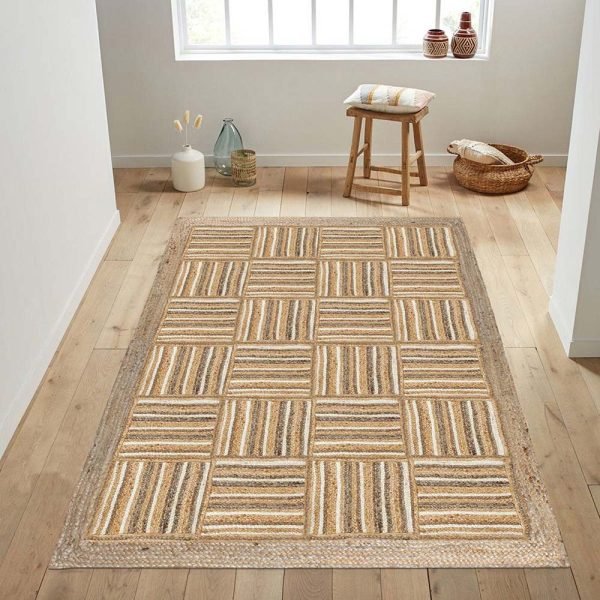 Handmade Beige White Jute Living Area Rugs - Image 2