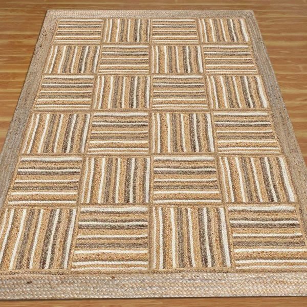 Handmade Beige White Jute Living Area Rugs - Image 3