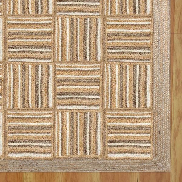 Handmade Beige White Jute Living Area Rugs - Image 4