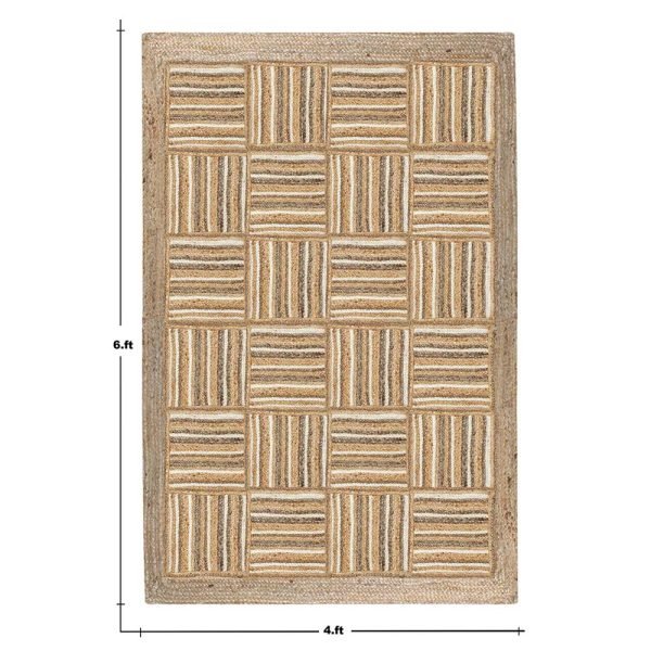 Handmade Beige White Jute Living Area Rugs - Image 6