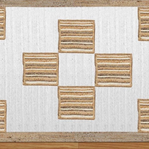 Geometric Jute Handmade White & Beige Rug - Image 5