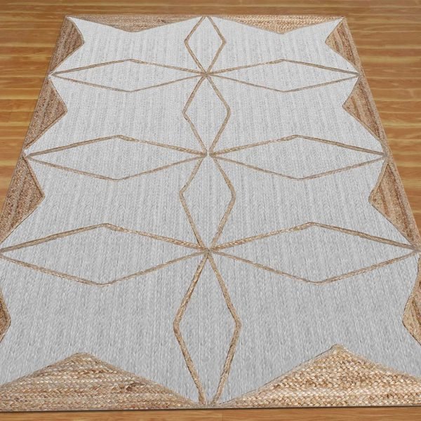 Handmade Jute White Beige Area Rugs - Image 3