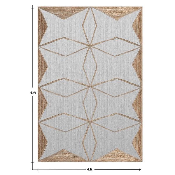 Handmade Jute White Beige Area Rugs - Image 6