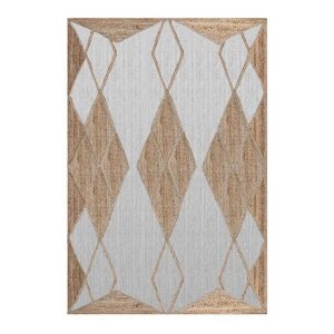 Hand Braided White Beige Jute Area Rugs