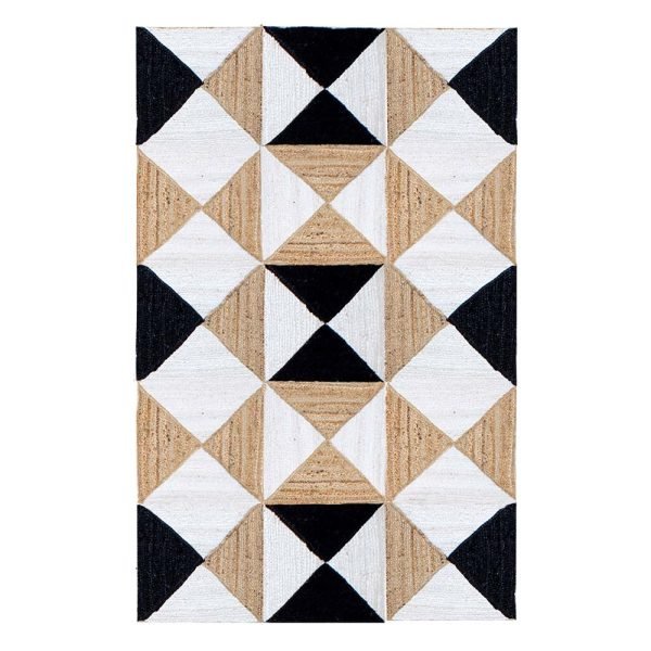 Hand Braided Geometric Black Jute Area Rug
